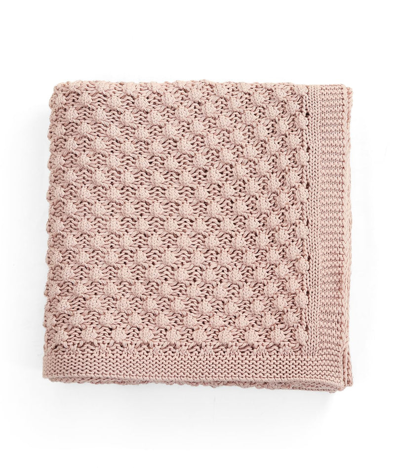 Pluchi Popcorn Knit Cotton Knitted Throw/Blanket for Round The Year Use (125cm X 150cm) (Cameo Pink)