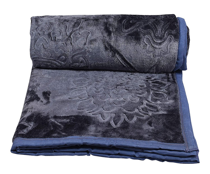 SK STORE Shree Krishna Enterprises Blankets | Organic | | Super Soft Heavy Warm Blanket | Floral Embossed Design | Light Weight Blanket (Blanket_Grey_S, Single Bed)