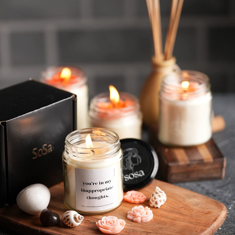 You're in My Inappropriate Thoughts - Highly Scented Candles Gift Set | Miss You Gifts, Christmas, Birthday Gifts for Women, Mom, Friends, Her,Him | Candle Gifts | Gift for Girlfriend,Boyfriend