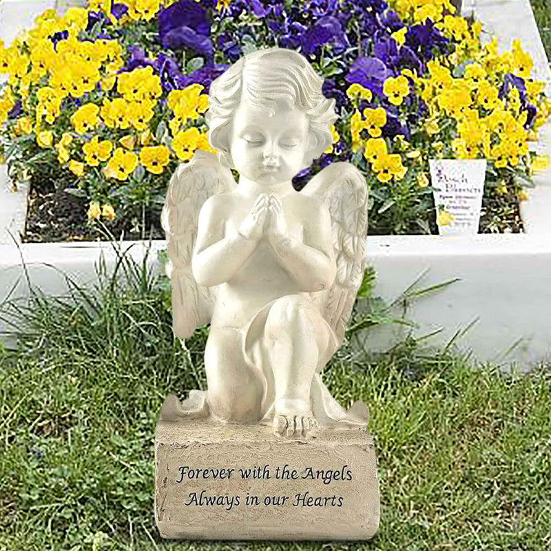 Artisan Flair 6.5 Inch Praying Angel Figurines,Resin White Cherubs Statues,Home Garden Memorial Angel Sculpture