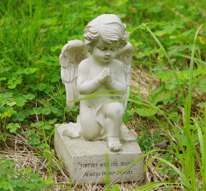 Artisan Flair 6.5 Inch Praying Angel Figurines,Resin White Cherubs Statues,Home Garden Memorial Angel Sculpture