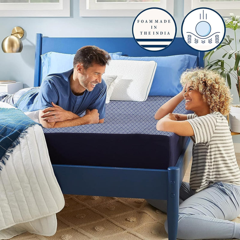 TRENDY VIBES | Queen Size | Orthopedic Mattress Memory Foam Mattress, Mattress Single Bed | 6-Inch | Bed Mattress, Queen Size Mattress (72x60x6 Inches, Medium Firm) - Navy Blue