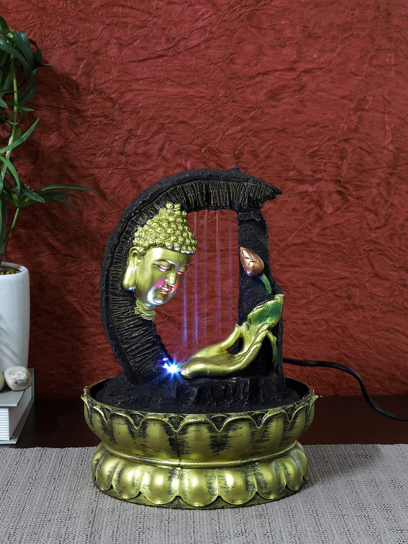 TAYHAA Arch Style Hand Sculpted Buddha Indoor Water Fountain with Light