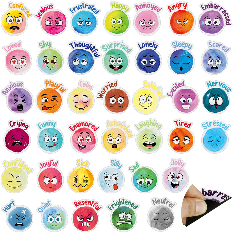 Saysurey 40 Pcs Face Emotional Feelings Funny Refrigerator Magnets Cute Emotion Fridge Magnets Round Decorative Mood Magnets for Whiteboard Kitchen Office Locker Magnetic Surface, 40 Styles