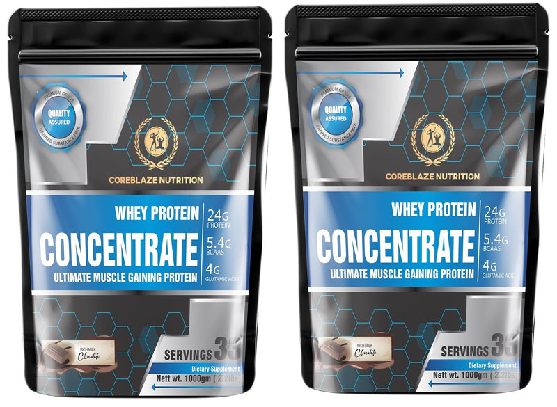 Coreblaze Nutrition Best Effective Whey Protein Concentrate 80%,24g Protein,5.5g BCAA.4g Glutamine (2 KG CONCENTRATE)