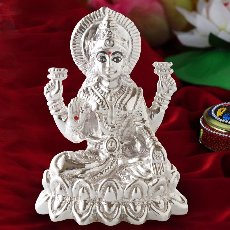 Carat Cafe Maa Laxmi Lakshmi Ma Idol Pure Silver 999 Statue,BIS Hallmark Certified for Puja Temple Good Luck Gift & Home Decor ( NET WT 20 GMS ) [2.2 x 1.6 Inch]