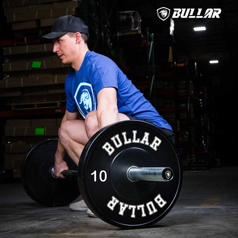 BULLAR Olympic Black Bumper Plates,Rubber Coated spare weight plates 51 mm (10 KG SET (5KGX2))