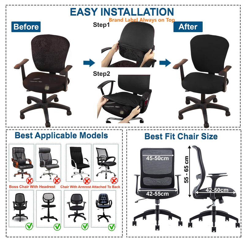 HOTKEI Blue Dry Fit Office Chair Cover Pack of 1 Water Resistant Seat Chair Covers Stretchable Rotating Computer Chair Slipcovers Protector High Chair Cover for Office Desk Chair 2 Pcs