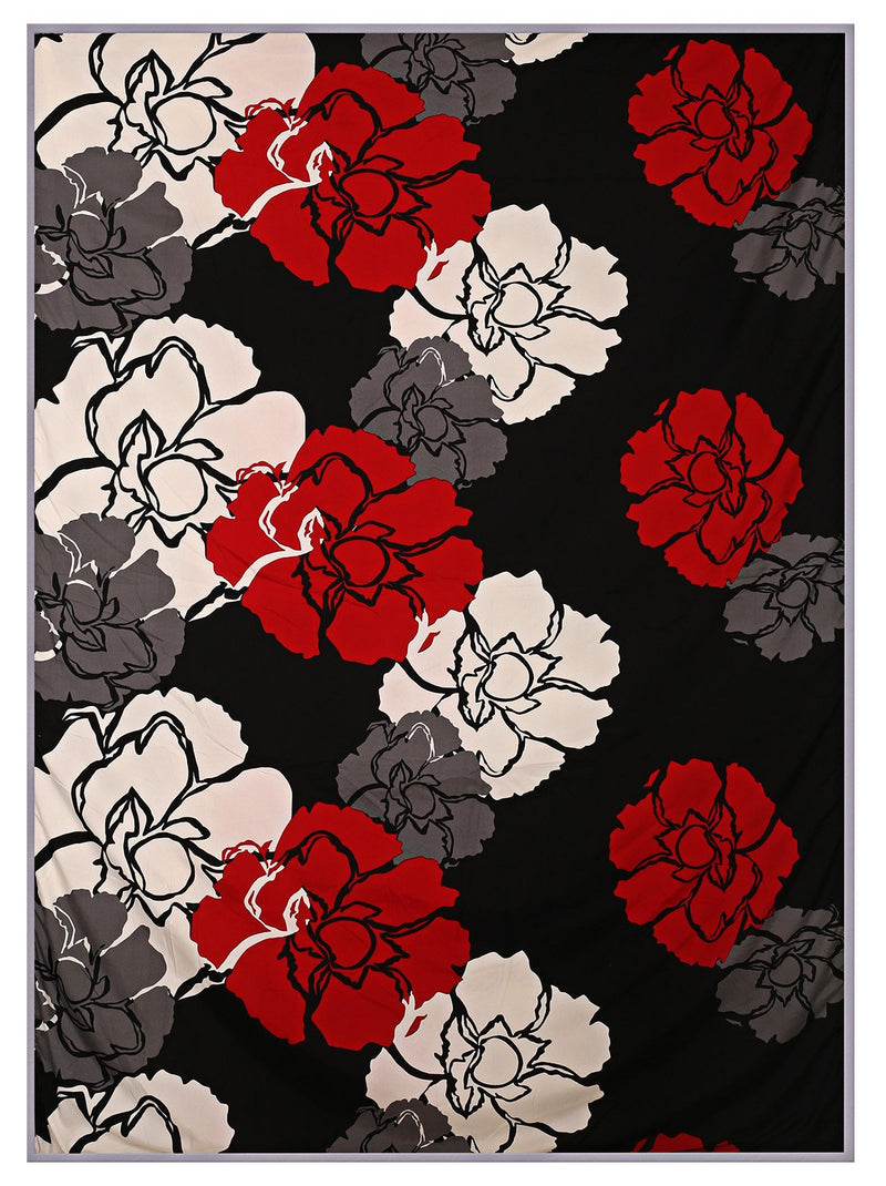 Craft Trade Cotton Reversible Dohar Single Bed Size | AC Blanket Comforter | Soft Light-Weight Bed Blanket 56 x 80 inch,Black & Red Flower Reversible, Pack of 1