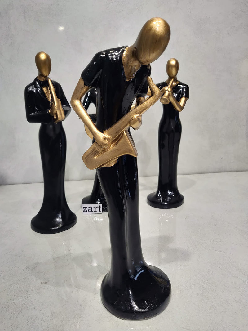 zart Resin Musical Instrument Statue For Home Decoration Showpiece, Home Shelves Decor Item & Office Decor (Set of 4, Black)