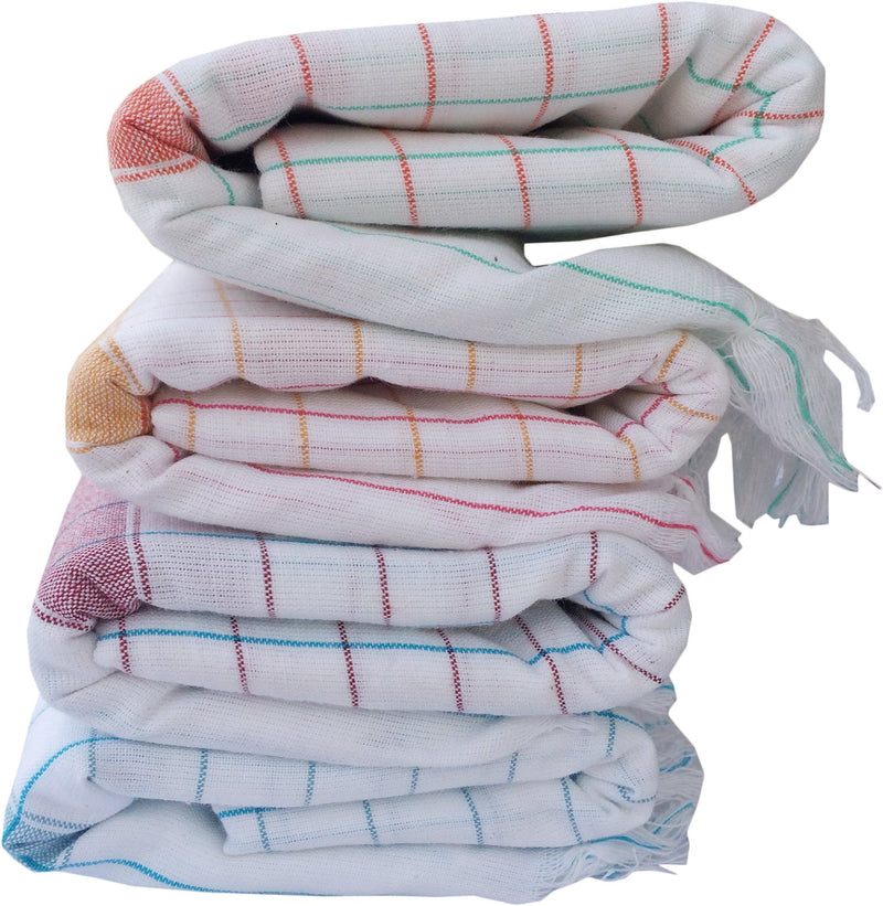 Fancyadda Handloom Cotton Bath Towels (Pack of 4, Extra Large Size, 3 feet x 6 feet, Premium Quality, Checks Pattern)