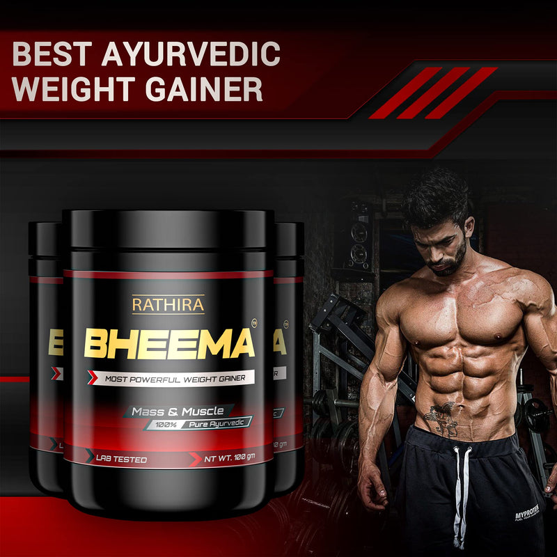 Rathira Ayurveda Bheema Weight Gainer For Men & Women Supplement To Increase Mass And Muscle (100 Grams), Powder