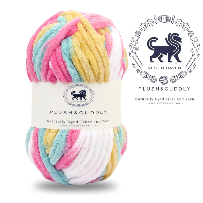 NESTNHAVEN, Plush & Cuddly, Chenille Yarn Supersoft Knitting Wool Ball, 200 Grams (2Balls / 100 Gram Each) Multi Colour Ball Suitable for Craft, Babywear, Baby Blankets, 5 Bulky, Shade no - NNHB008