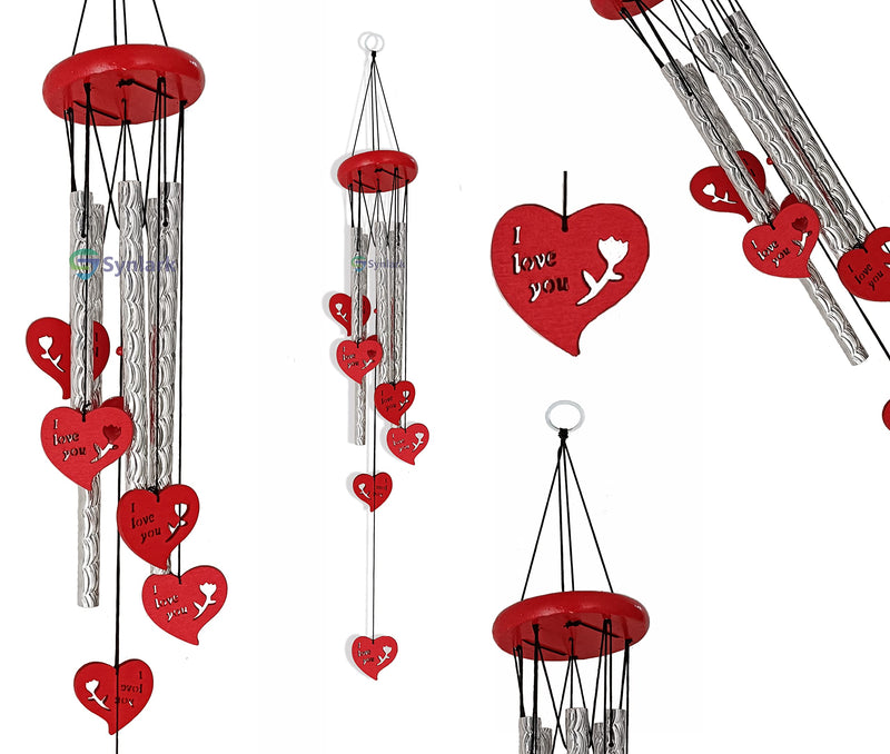 Synlark Wind Chimes for Home & Office Decoration (5 Pipe ILY Heart)