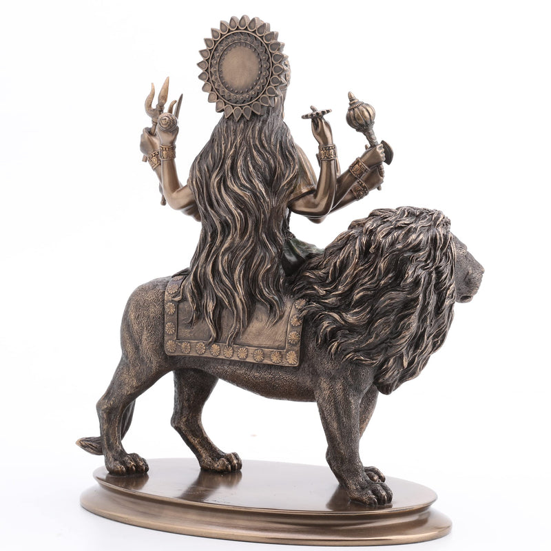 VERONESE Durga Riding on Lion Statue Sculpture - Divine Mother Hindu Goddess