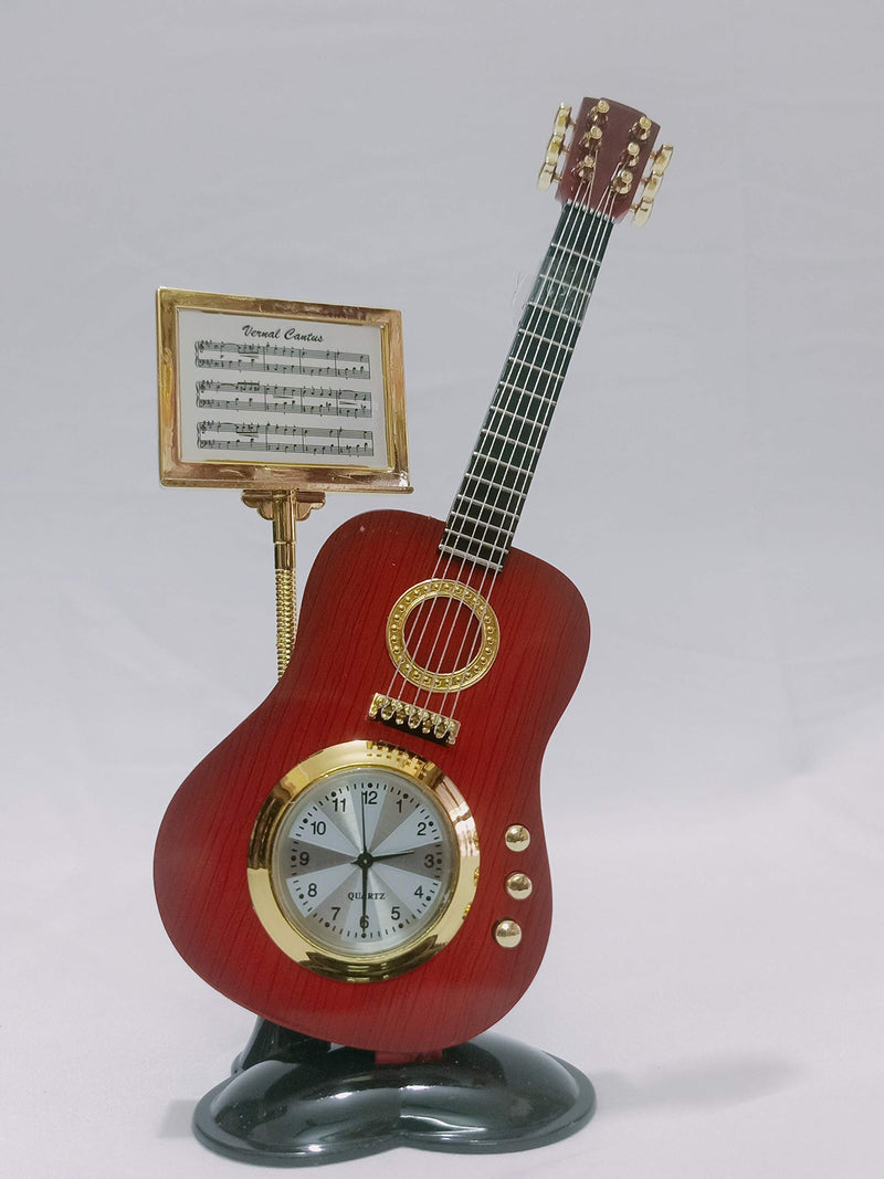 Sri Sainath Enterprises Violin Design Table Clock/RED Colour Table Clock/Size:- 7.5 in Height, 2.5 in Width.