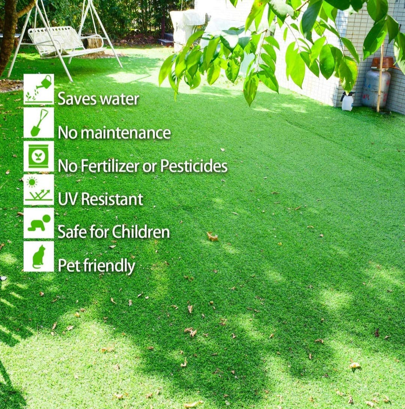 Comfy Home Artificial Grass Carpet (Natural Green)