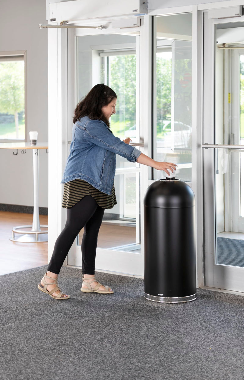 Safco Open Top Dome Trash Can, Touch-Free Garbage Bin, Durable, Puncture-Resistant, 15 Gallons, Black