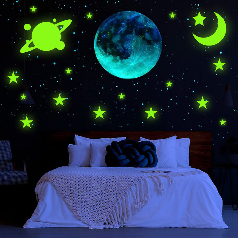 Ashamohar 29 cm Glow in The Dark Chandrayaan Star Moon Home Décor Shiv Shankar Sticker Self Adhesive Sticker (Pack of 1)