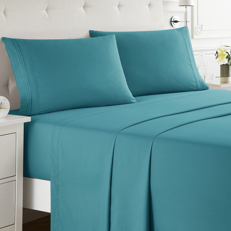 Bed Sheet Bedding Set, Queen Size, Teal, 100% Soft Brushed Microfiber Fabric with Deep Pocket Fitted Sheet, 1800 Luxury Bedding Collection, Hypoallergenic & Wrinkle Free Bedroom Linen Set By Nestl Bedding by Nestl Bedding