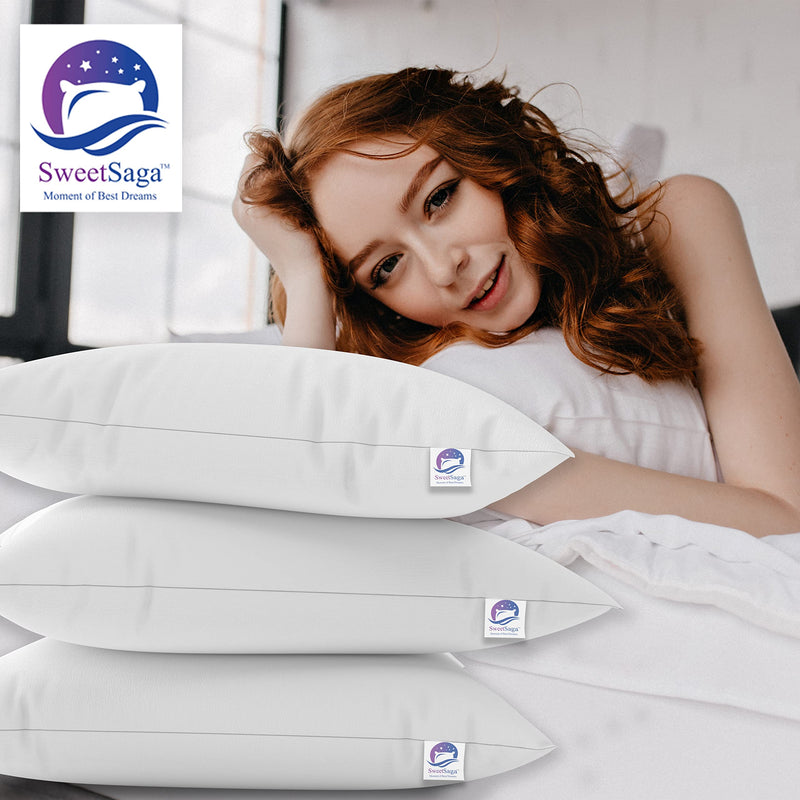 SWEETSAGA Microfiber Luxurious 5 Star Hotel Feel Premium Class Soft Big Size Sleeping Pillow For Luxury Home Bed - 20X38 Inch Vacuum Packed 1, White