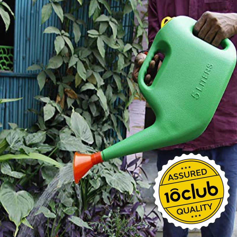 Kraftseeds by 10CLUB Watering Can - Green (5L) | Water Can with Sprayer for Garden