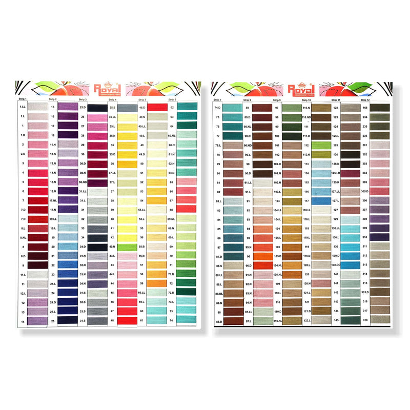 Royal Embroidery Threads Viscose Rayon Yarn Shade Card/Catalog (Pack of 1) – 576 Shades