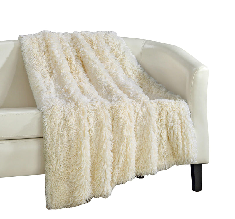 Chic Home Elana Shaggy Faux Fur Supersoft Ultra Plush Decorative Throw Blanket, 50 x 60 inches , Beige