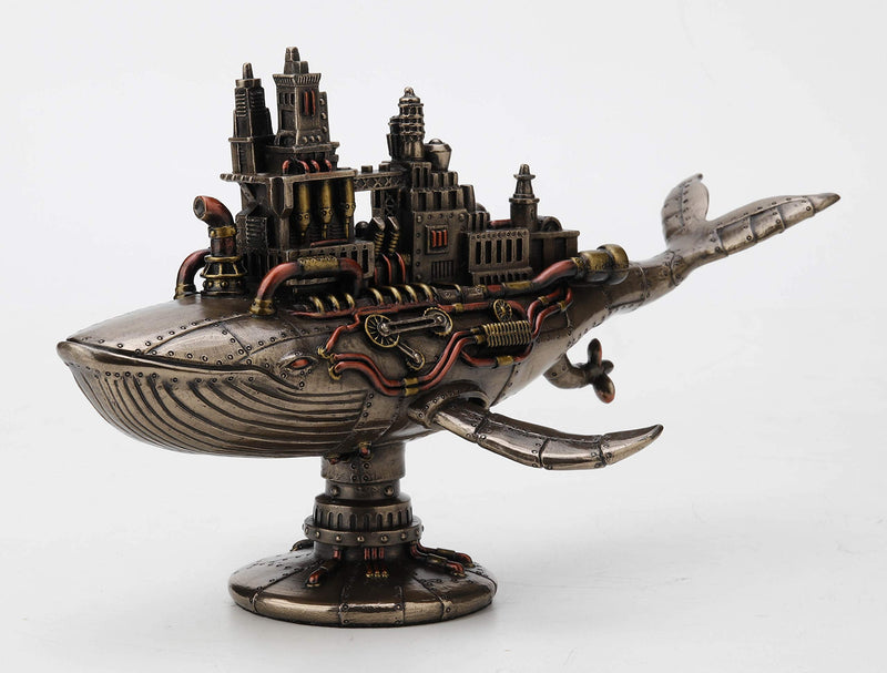 Veronese Design 6 7/8 Inch Steampunk Fifty Two Hertz Galactic Space Colony Whale Cold Cast Resin Bronze Finish Statue Home Decor