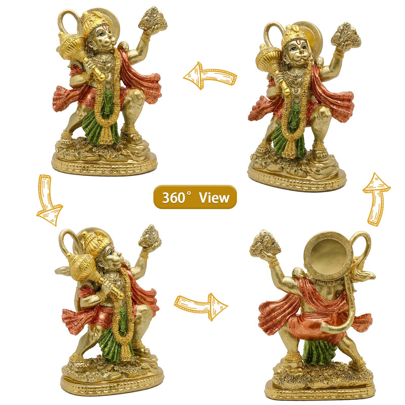 alikiki Hindu God Flying Hanuman Statue - India Idol Murti Pooja Sculpture Home Temple Mandir Pooja Decor Yoga Meditation Room Altar Puja Item Spirtitual Gifts