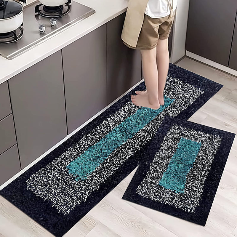 ROUSN Kitchen Cotton Floor Mat Doormat (Multi Colour, Pack of 2 Piece, 45 x 120 cm & 40 x 60 cm, Rectangular)