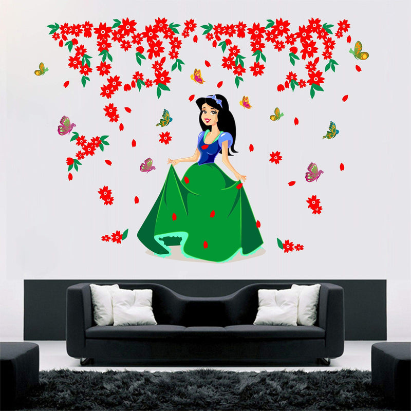 Sticker Hub Wall Sticker for Living Room -Bedroom - Office - Home Decor | Beautiful Princess Wall Stickers (111Cm X 150Cm) BS817