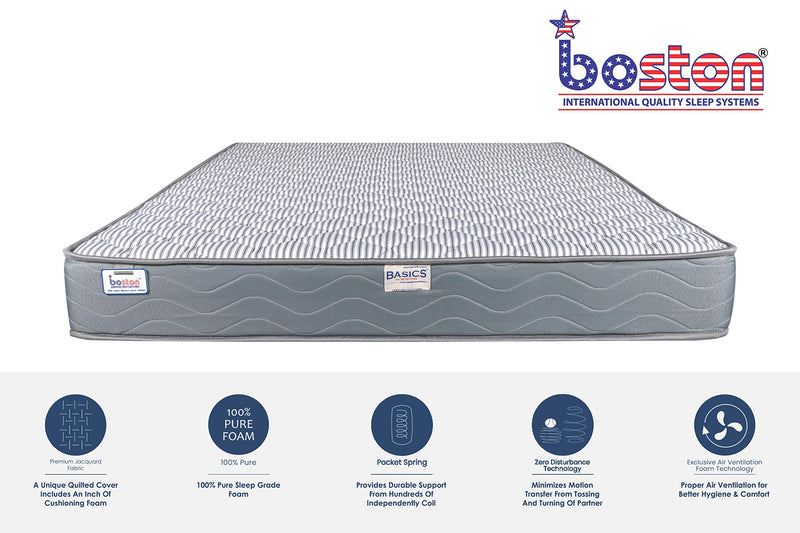 Boston Basics 6 Inch Pocket Spring King Size Mattress (78 X 72 X 6 Inch)