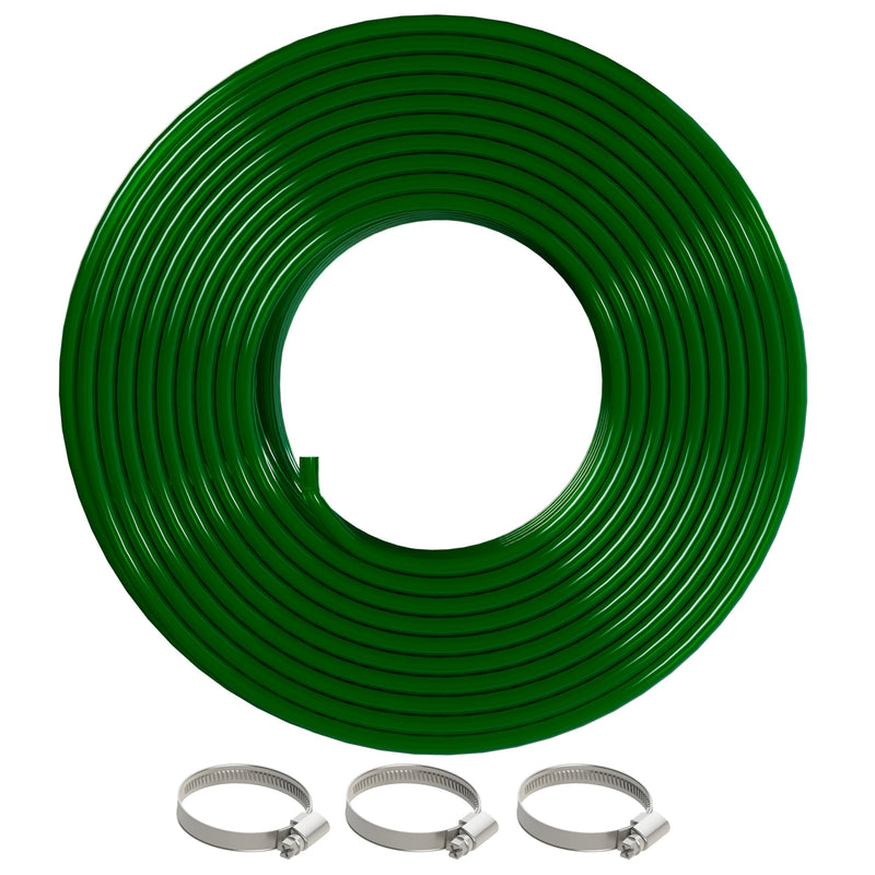 ORILEY 10Mtr 1 Inch Non-Braided Water Pipe with Hose Connector/Jointer/Nozzle & Clamps Lightweight Flexible Gardening Cleaning Outdoor-Indoor Use (32 feet, Dark Green)