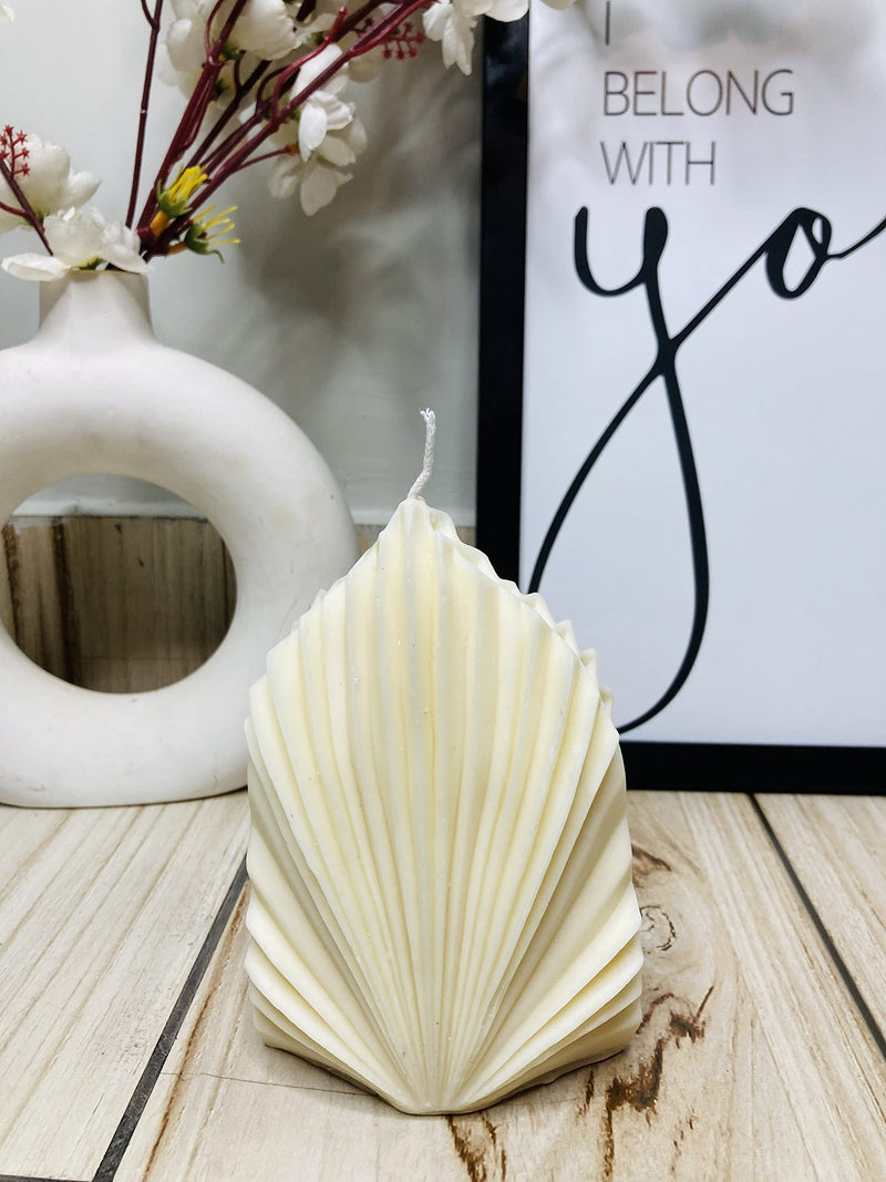 Yellow Petal Palm Leaf Candles | Vanilla Scented | White Color |100% Soy Wax, 490gm