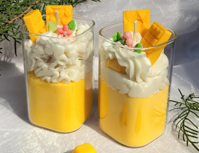 Apeksha's art &craft Designer Mango Fragrance Glass jar candlegift Return Gift Birthday Anniversary Celebration Love Party Slightly Scented SOYA Wax Candles