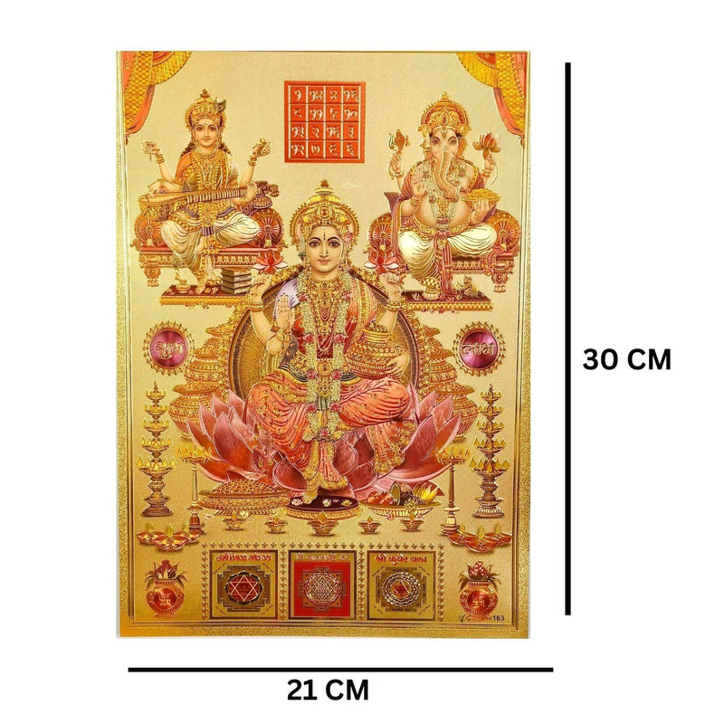 ANNACREATIONS Laxmi Sarsvati & Ganesh Wall Sticker Vinyl for Pooja Room Office Just Peel & Stick Size 30 X 21 cm Pack of 1