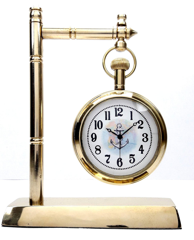 KV Collection Beautiful Antique Style Brass Hanging Table Clock. Exclusive Gifting idea