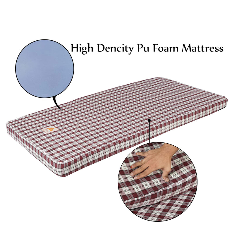 MOROFEEL 3 inch Pu Foam Single Bed Mattress Maroon