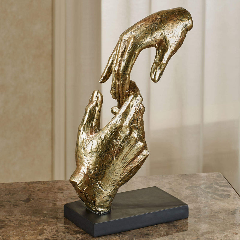 Touch of Class Loving Hands Table Sculpture Gold 11.5 Inches High