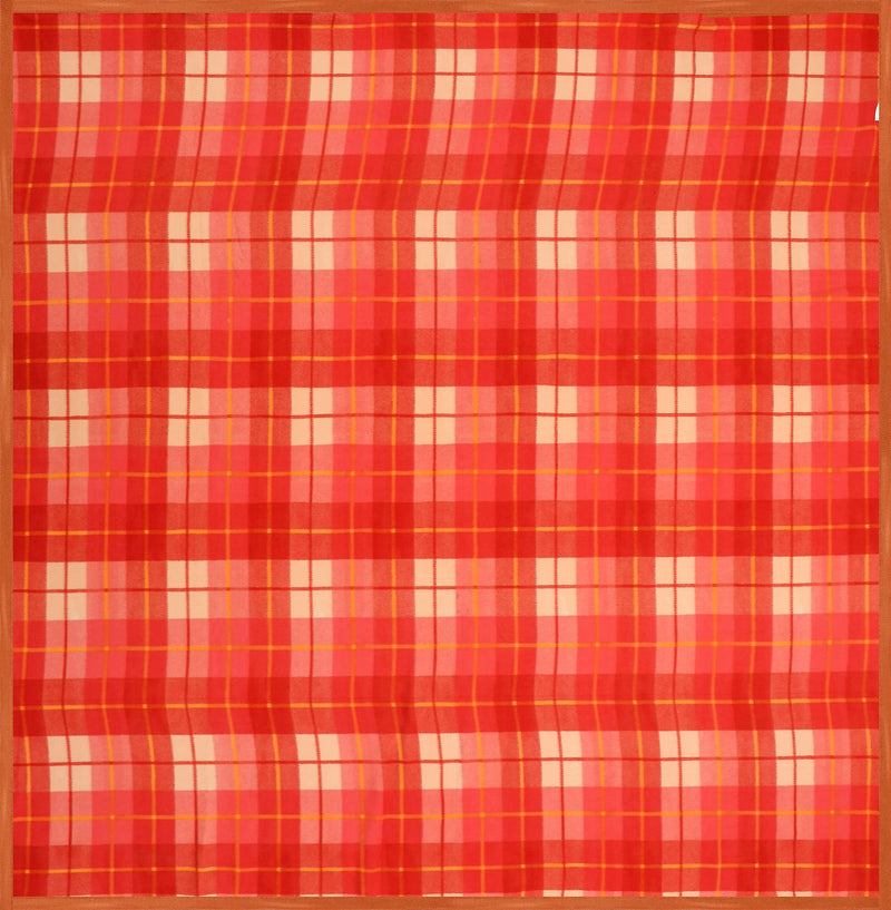 Goyal's Check Double Bed Fleece AC Blanket 90x90 Inch - Orange