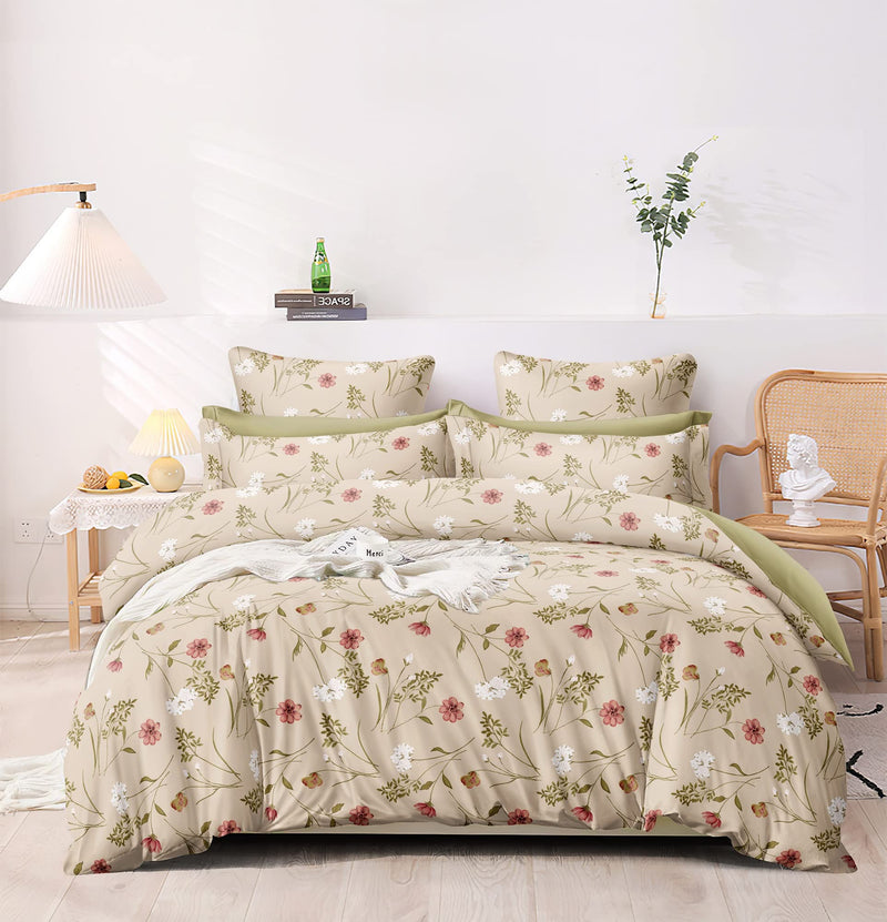 Adelia 300 TC Cotton BEDSHEET Double King Size BEDSHEET Cotton BEDSHEET with Matching Pillow Covers