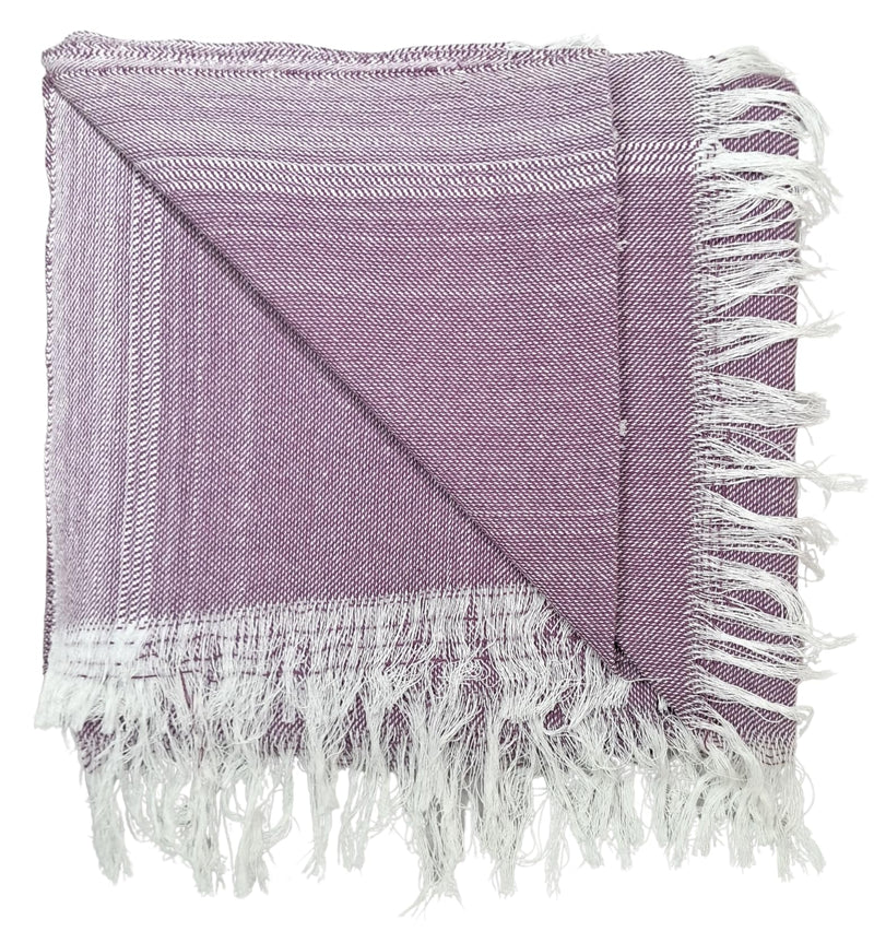 Arvore Bunkaar Pure Handloom 100% Desi Thick and Heavy Cotton Khes/Summer Blanket/Chadar/Single AC Blanket, Set of 1 Pc, Size- 240cm X 140cm (Purple)