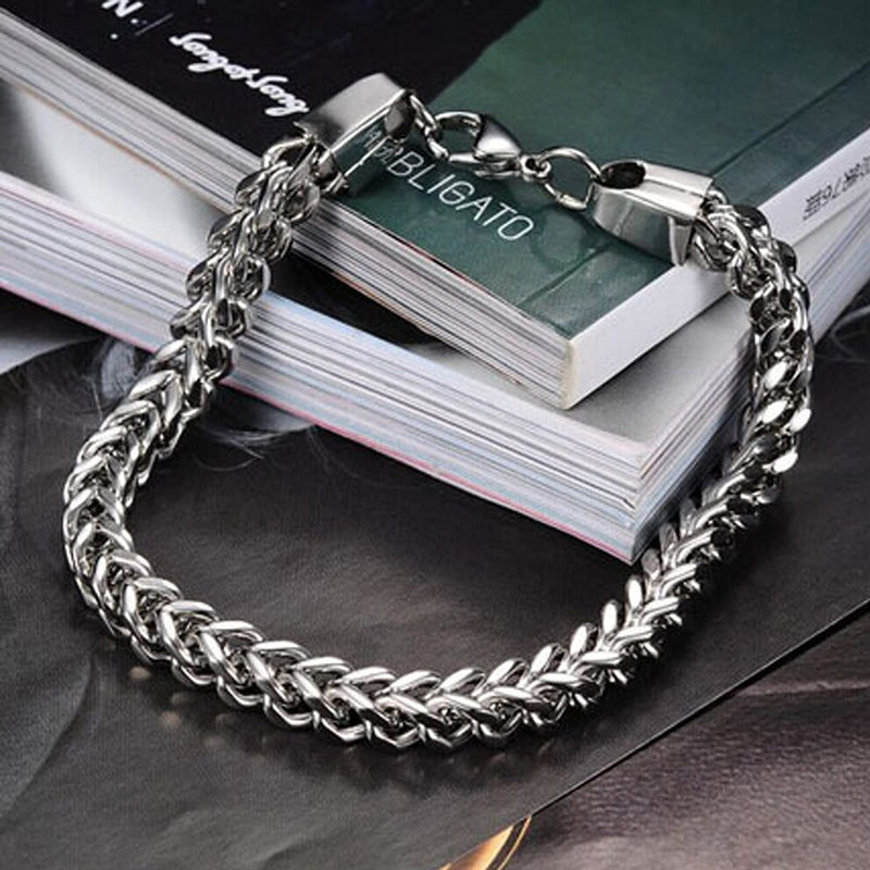 Fashion Frill Silver Chain For Boys Stainless Steel Silver Chain For Men Boys Silver Bracelet For Men Men's Jewellery Bracelets Combo