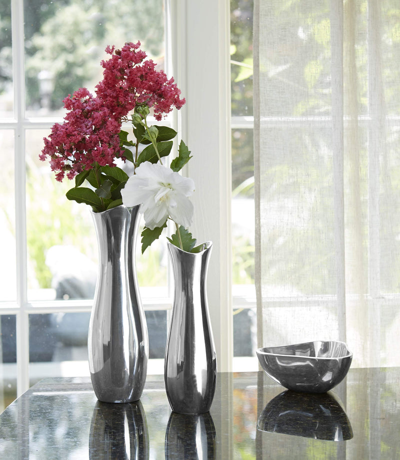 nambe Stryker Flower Vase | 9-Inch | Vases for Centerpiece Table Home Indoor Desk Décor | Mid Century Modern Style Vase for Wedding Housewarming Gift | Made of Metal Alloy