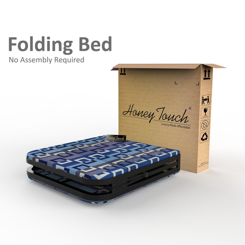 Honey TouchÃ‚® Metal Folding Bed Single Size with Single Layer Mattress for Sleeping Guest Bed Easily Storable (Black) Glossy