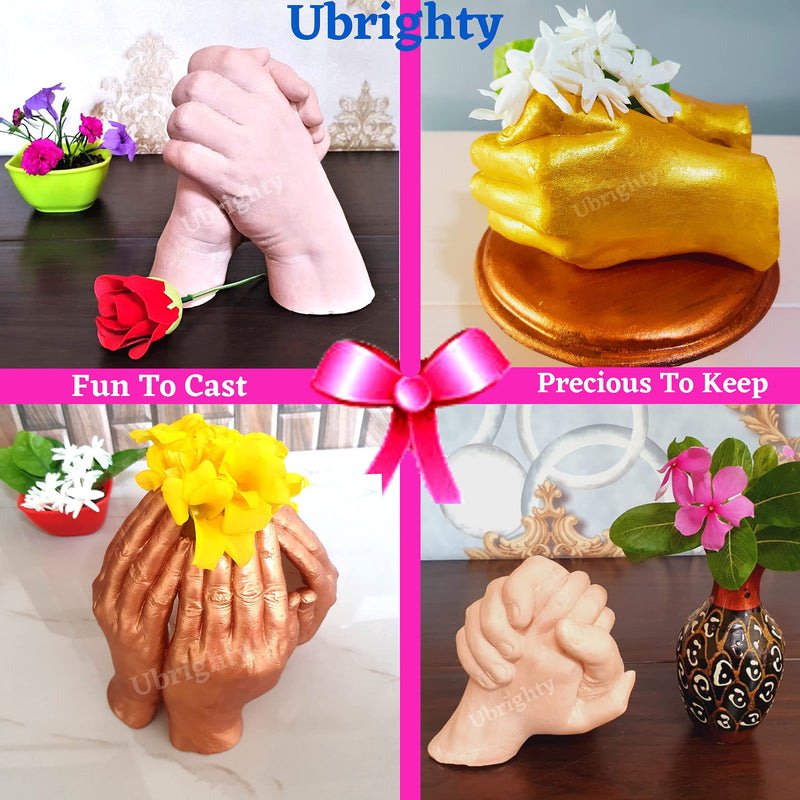 Ubrighty Hand Casting Kit - for Couples, Husband, Parents, Spacial Anniversary, Birthday Gift, 3D Moulding Powder for Hand, Foot, Molding Clay, Hand Mould Kit for Couple (Full Couple KIT)