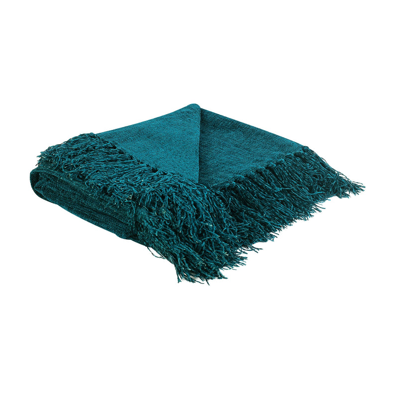 Cazimo Soft Chenille Throw Blanket for Sofa, Bed and Couch - 60 * 50 Inches (Teal Green)