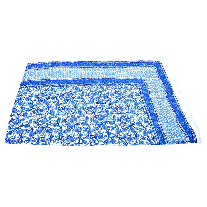 THROW KING Rajasthani Single Bed Jaipuri razai for Traditional Floral Desing Pure Cotton Single Bed Jaipuri razai,rajai,Quilt,Blanket,Dohar Set of 1(Green/Blue)