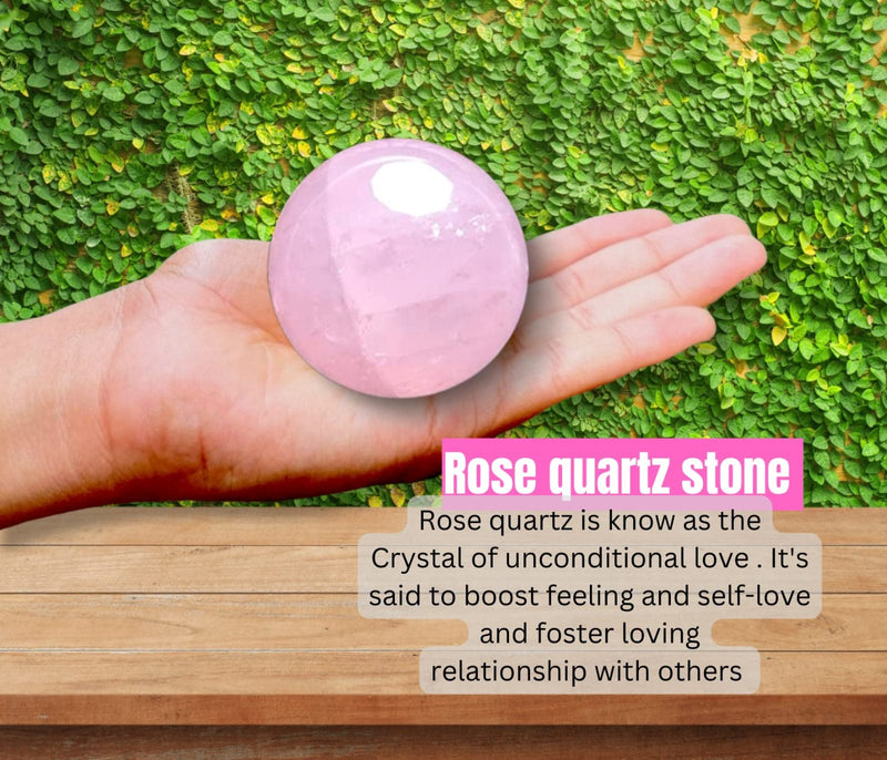 Spiritual Elementz Reiki Healing Rose Quartz Crystals Gemstone Sphere Ball (40-50mm).